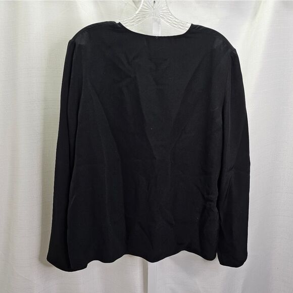 Peter Cohen Black Silk Split Neck Long Sleeve Blouse Size Large - Picture 8 of 8